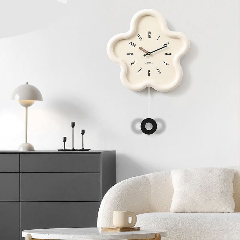 Pendulum Wall Clock 3D Flower Silent Movement