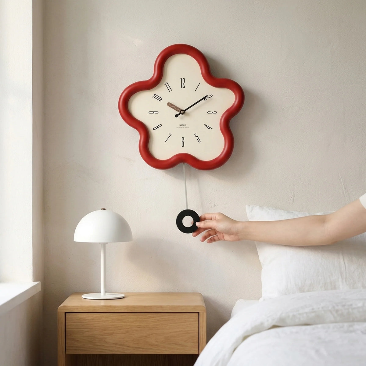 Pendulum Wall Clock 3D Flower Silent Movement