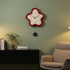 Pendulum Wall Clock 3D Flower Silent Movement