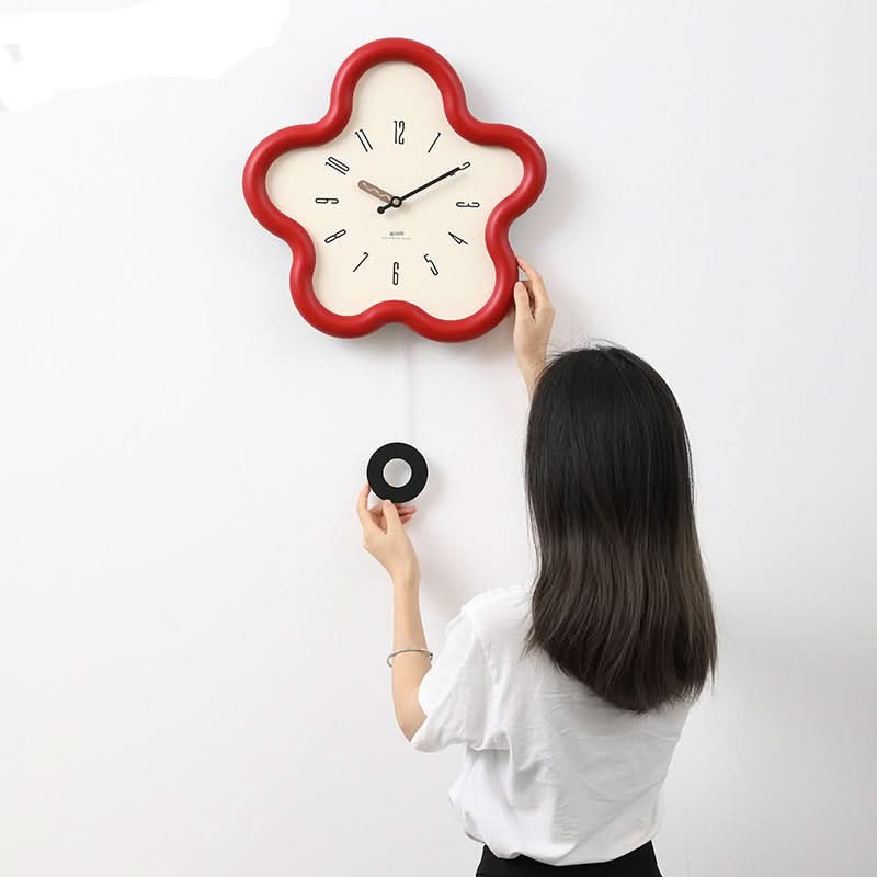 Pendulum Wall Clock 3D Flower Silent Movement