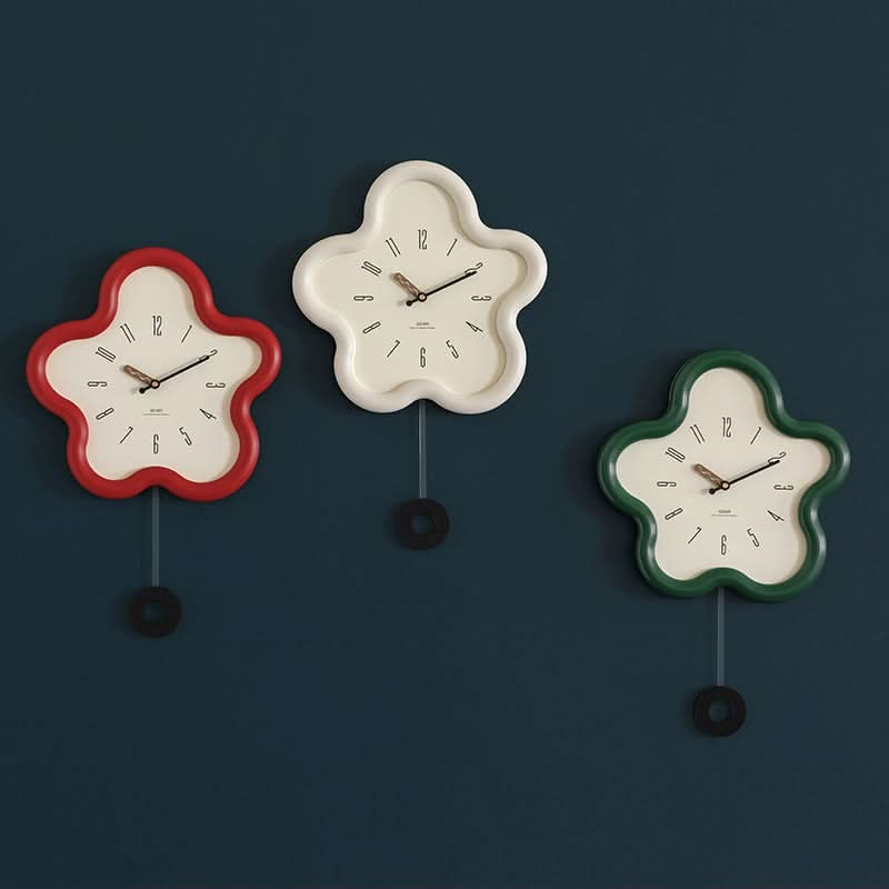 Pendulum Wall Clock 3D Flower Silent Movement