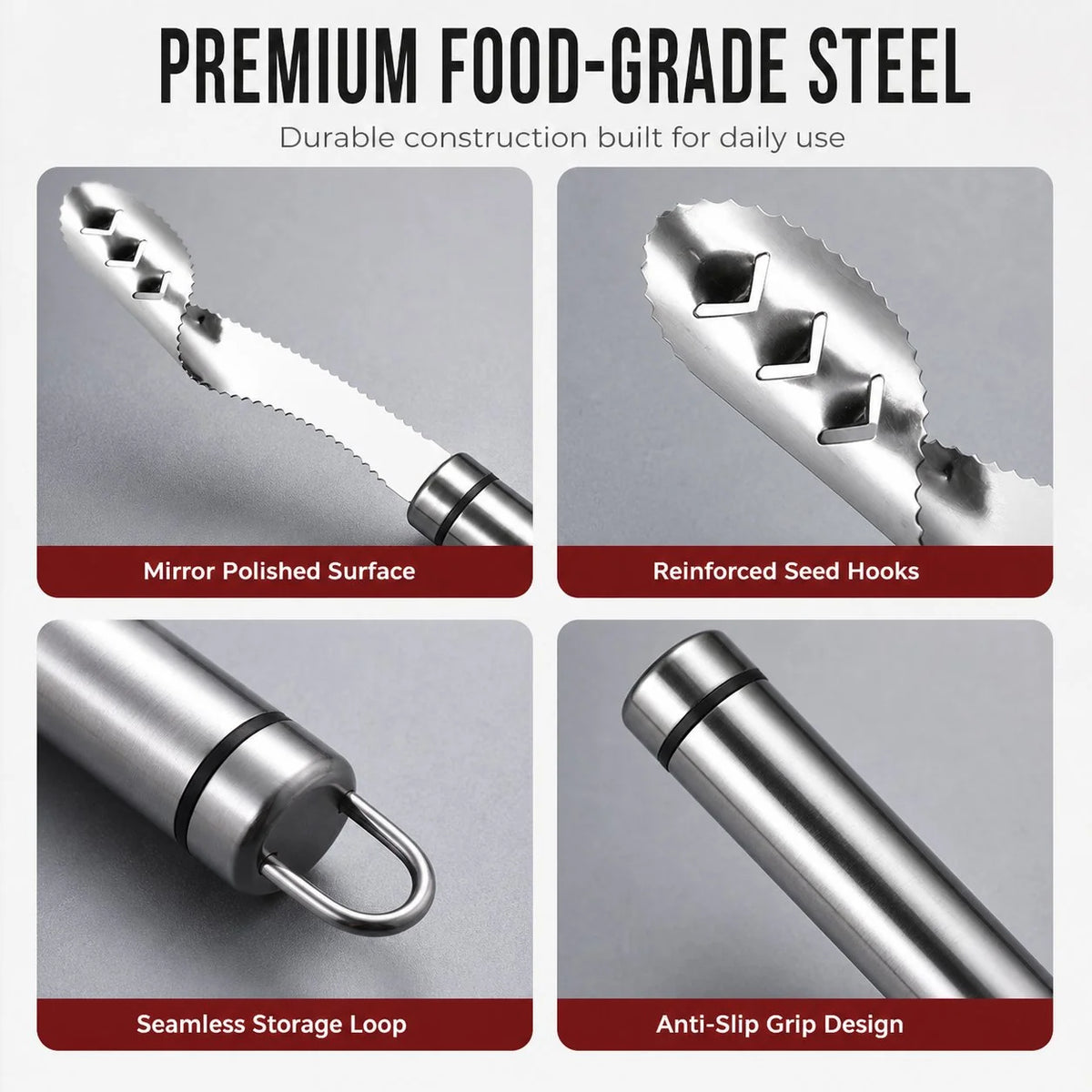 Pepper Corer Stainless Steel Serrated Double-Sided Head