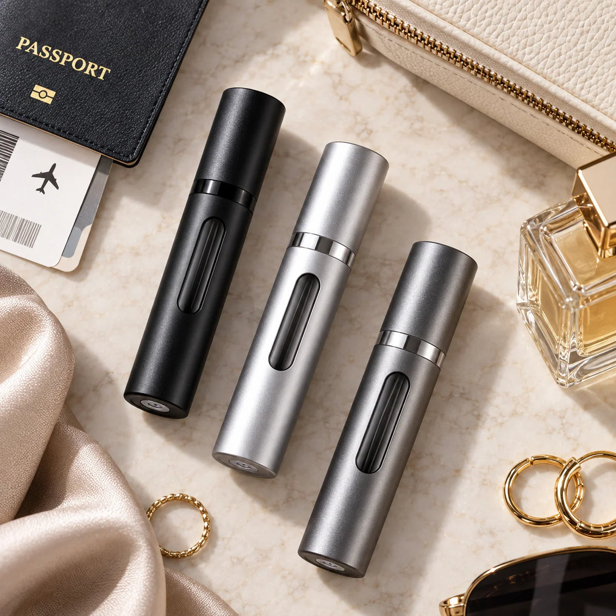 Perfume Atomizer Refillable Travel Size Leak-Resistant Cap