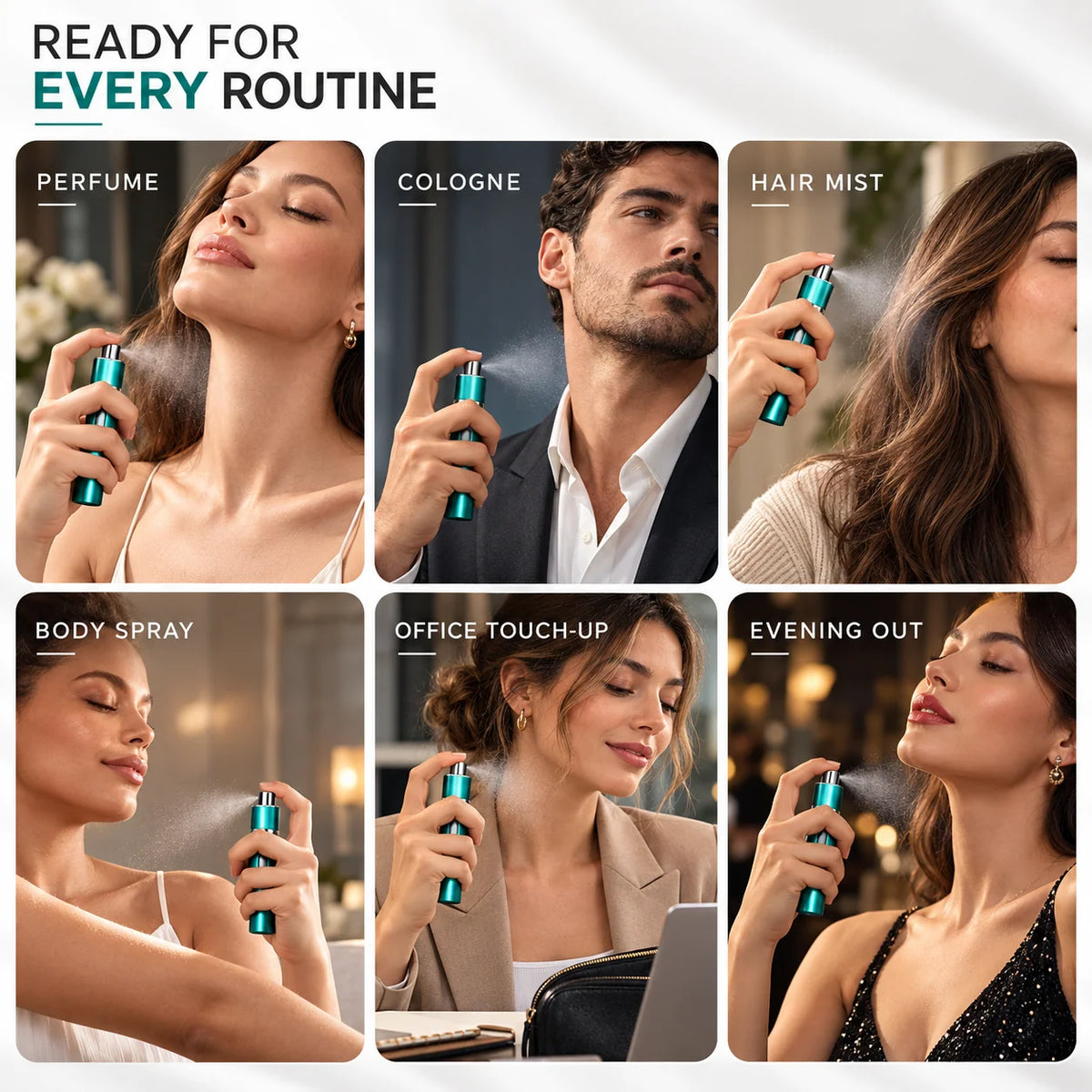 Perfume Atomizer Refillable Travel Size Leak-Resistant Cap