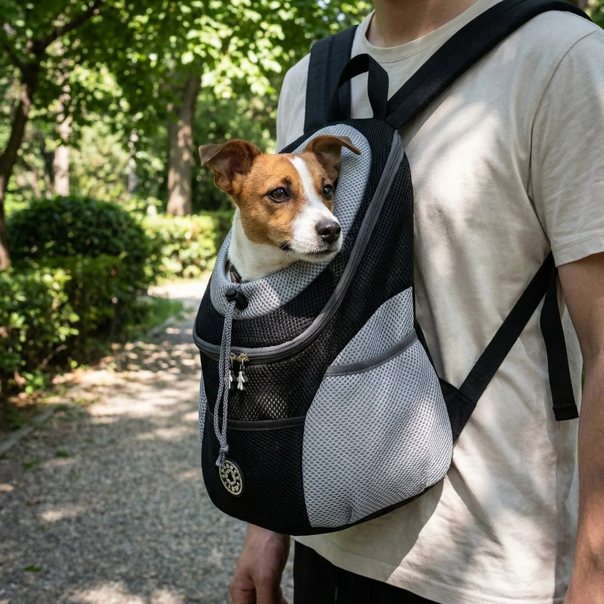 Pet Carrier Backpack Breathable Mesh Adjustable Straps Soft Lining