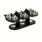 Pet Feeder Height-Adjustable Wooden Stand With 3 Stainless Steel Bowls