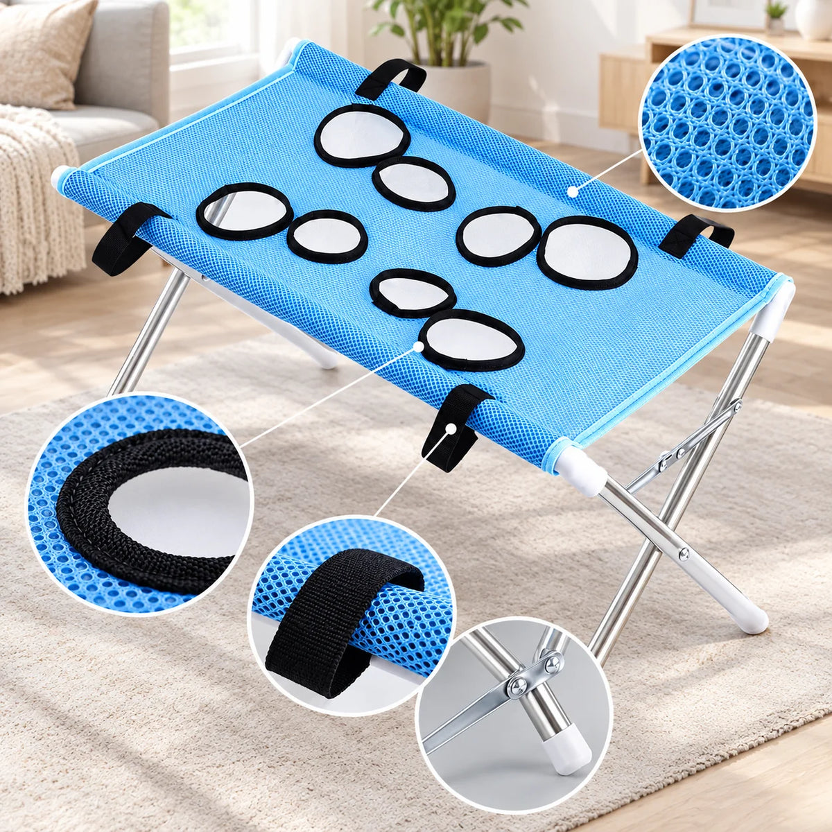 Pet Grooming Table Foldable Stainless Steel Mesh 55 Lb