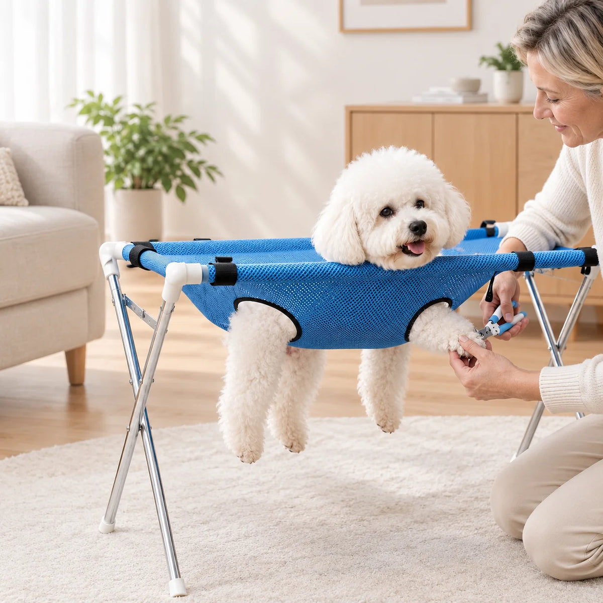 Pet Grooming Table Foldable Stainless Steel Mesh 55 Lb
