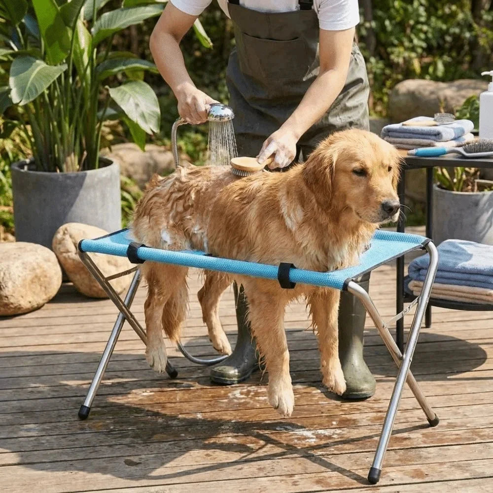 Pet Grooming Table Foldable Stainless Steel Mesh 55 Lb