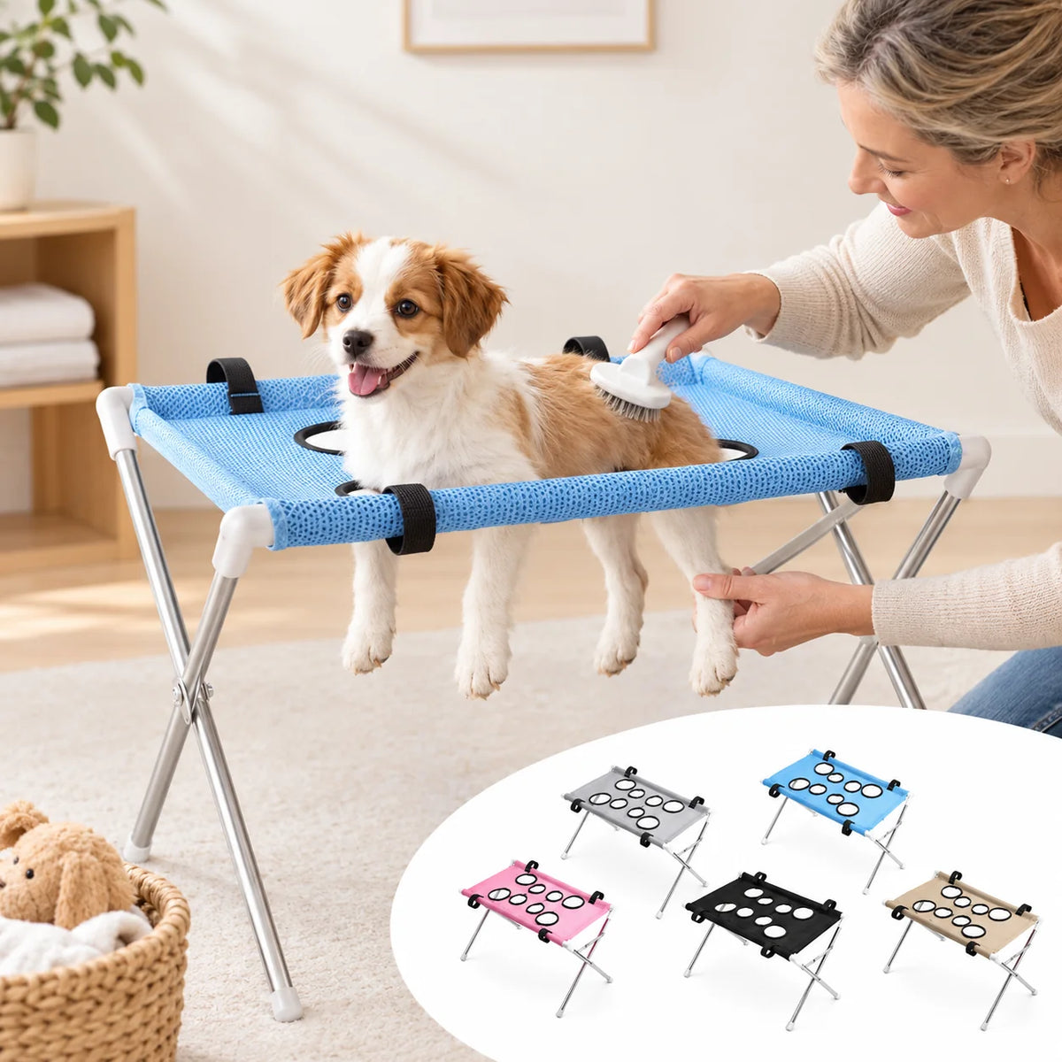 Pet Grooming Table Foldable Stainless Steel Mesh 55 Lb