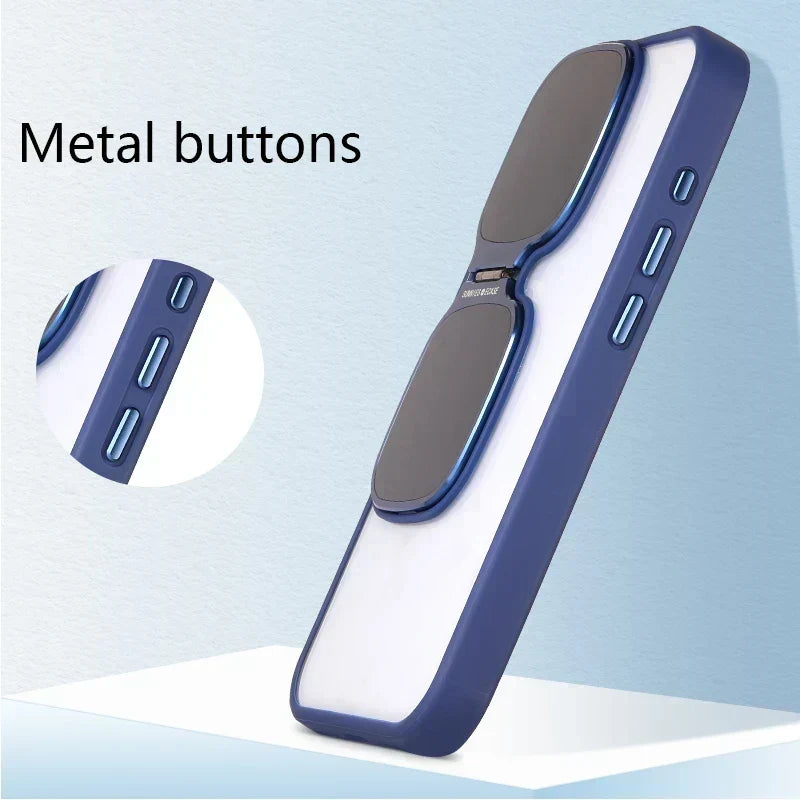 Phone Case Clear Acrylic Retractable Stand Raised Camera Protection