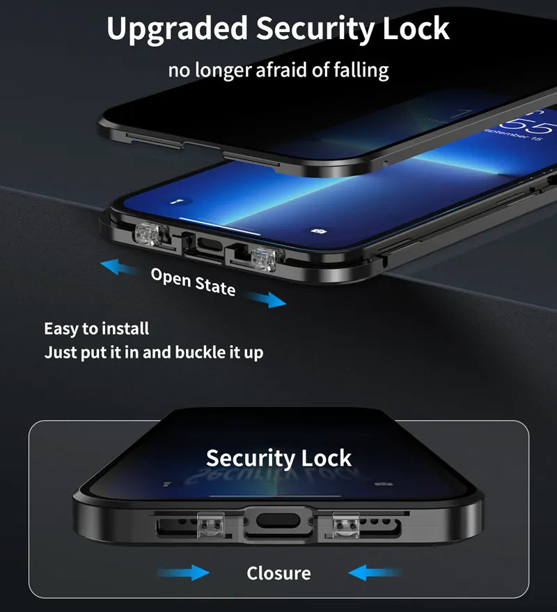 Phone Case Full-Cover Privacy Screen Magnetic Closure