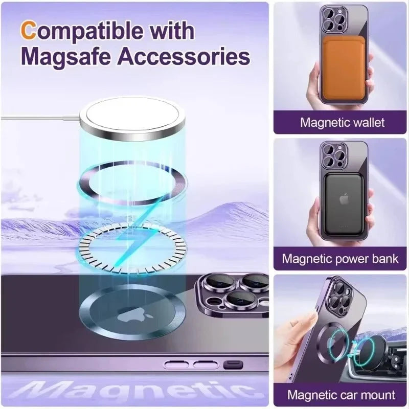 Phone Case Glitter Finish Magnetic Wireless Charging Compatible