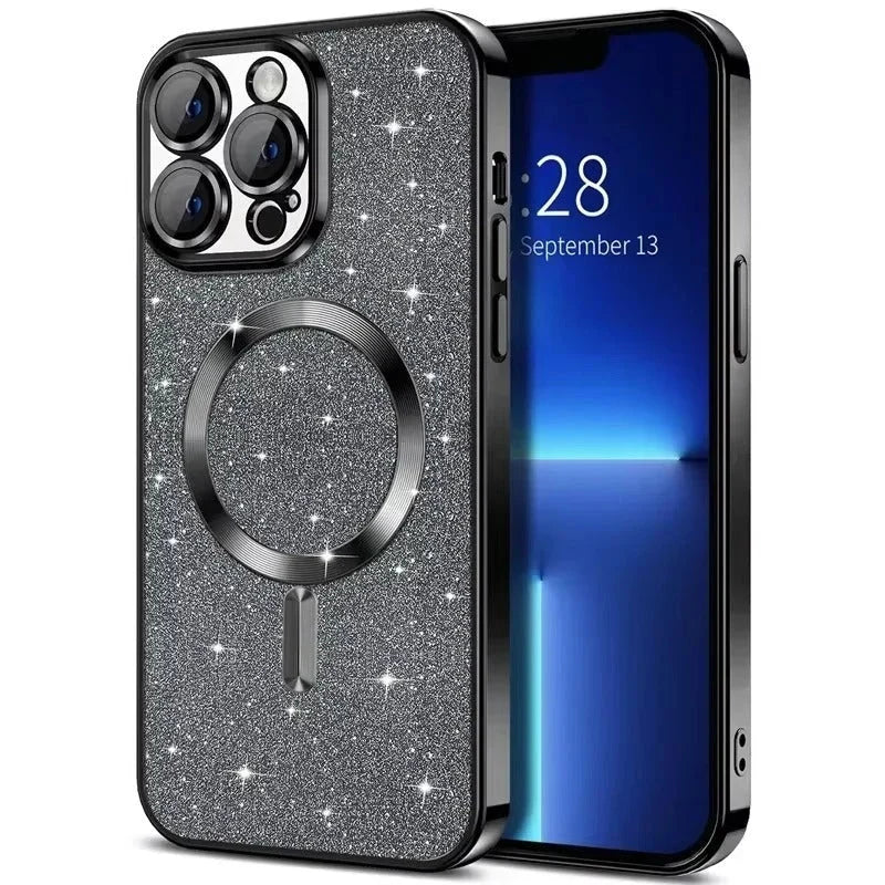 Phone Case Glitter Finish Magnetic Wireless Charging Compatible