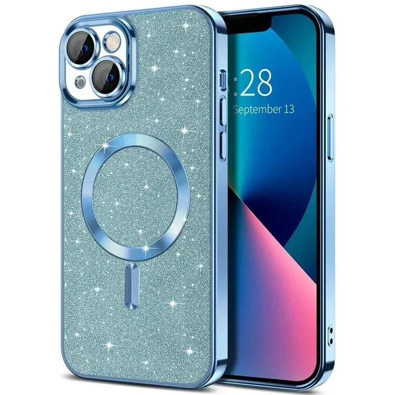 Phone Case Glitter Finish Magnetic Wireless Charging Compatible