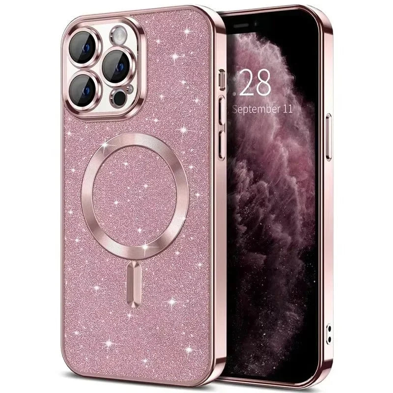 Phone Case Glitter Finish Magnetic Wireless Charging Compatible