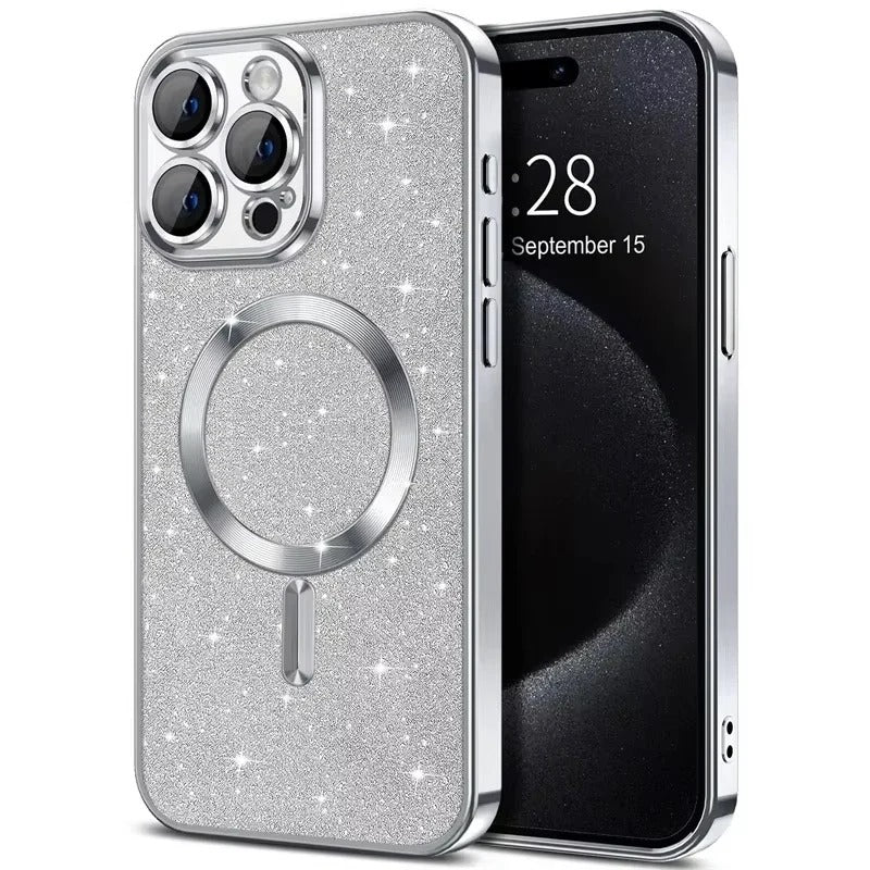 Phone Case Glitter Finish Magnetic Wireless Charging Compatible