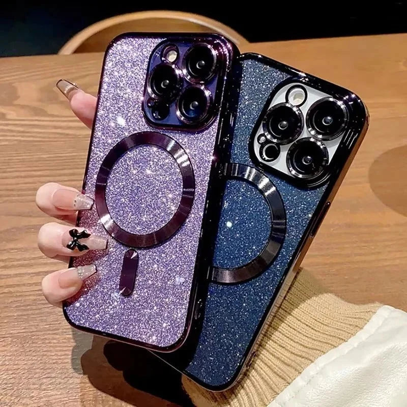 Phone Case Glitter Finish Magnetic Wireless Charging Compatible