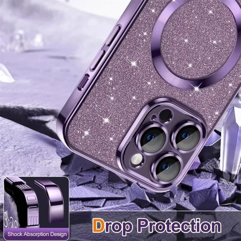 Phone Case Glitter Finish Magnetic Wireless Charging Compatible
