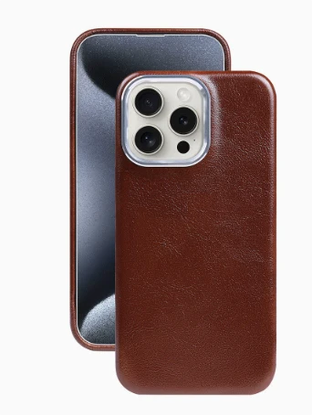 Phone Case Oiled Leather Shock-Absorbing Raised Camera Protection