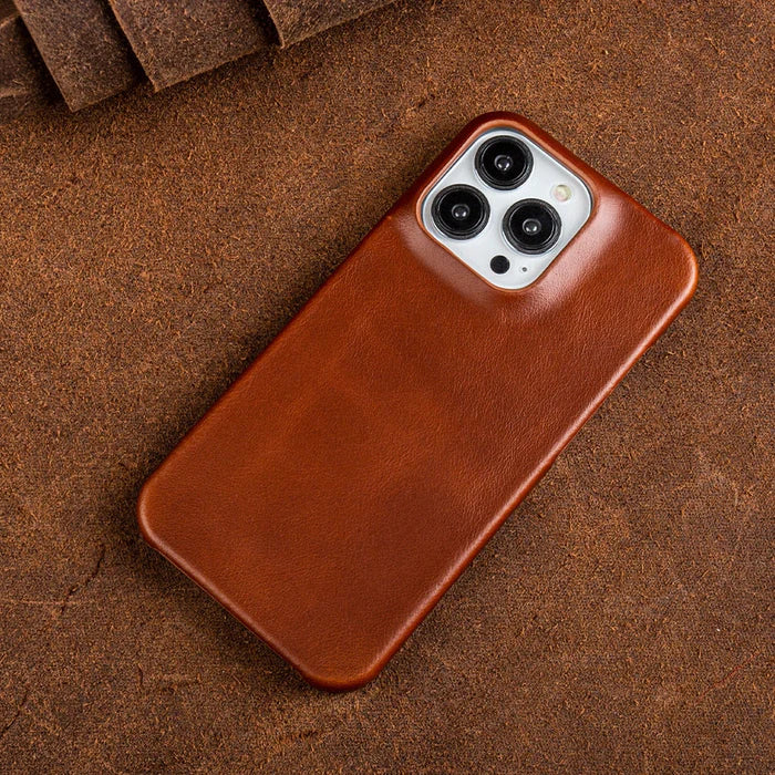 Phone Case Oiled Leather Shock-Absorbing Raised Camera Protection