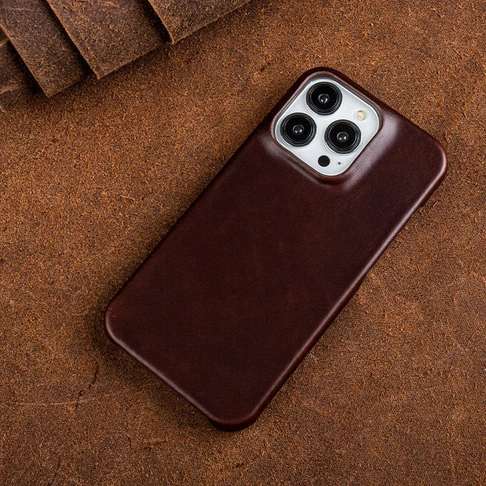 Phone Case Oiled Leather Shock-Absorbing Raised Camera Protection