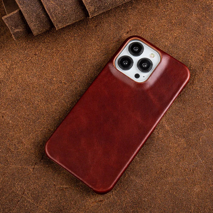 Phone Case Oiled Leather Shock-Absorbing Raised Camera Protection