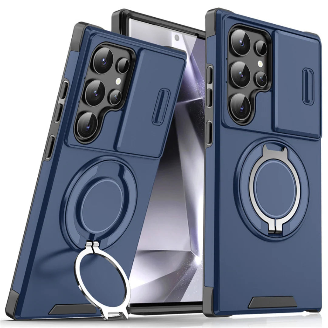 Phone Case Shock-Absorbing Sliding Camera Cover Magnetic Wireless Charging