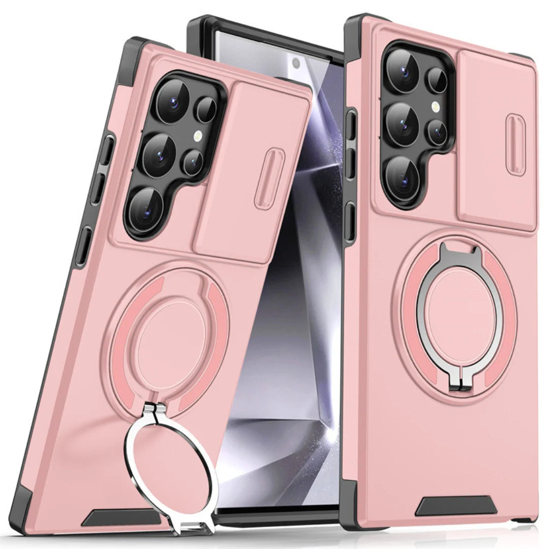 Phone Case Shock-Absorbing Sliding Camera Cover Magnetic Wireless Charging