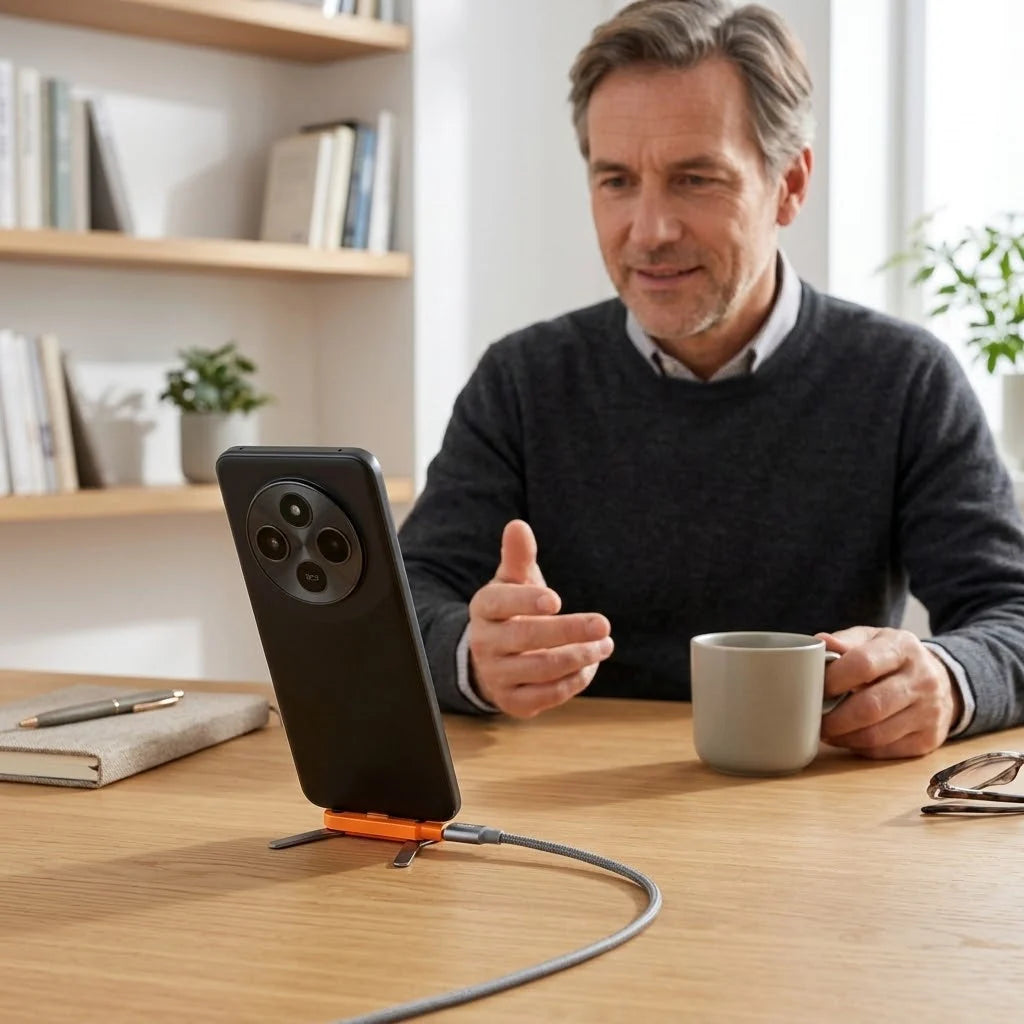 Phone Charging Adapter Foldable 360° Stand USB-C & Lightning