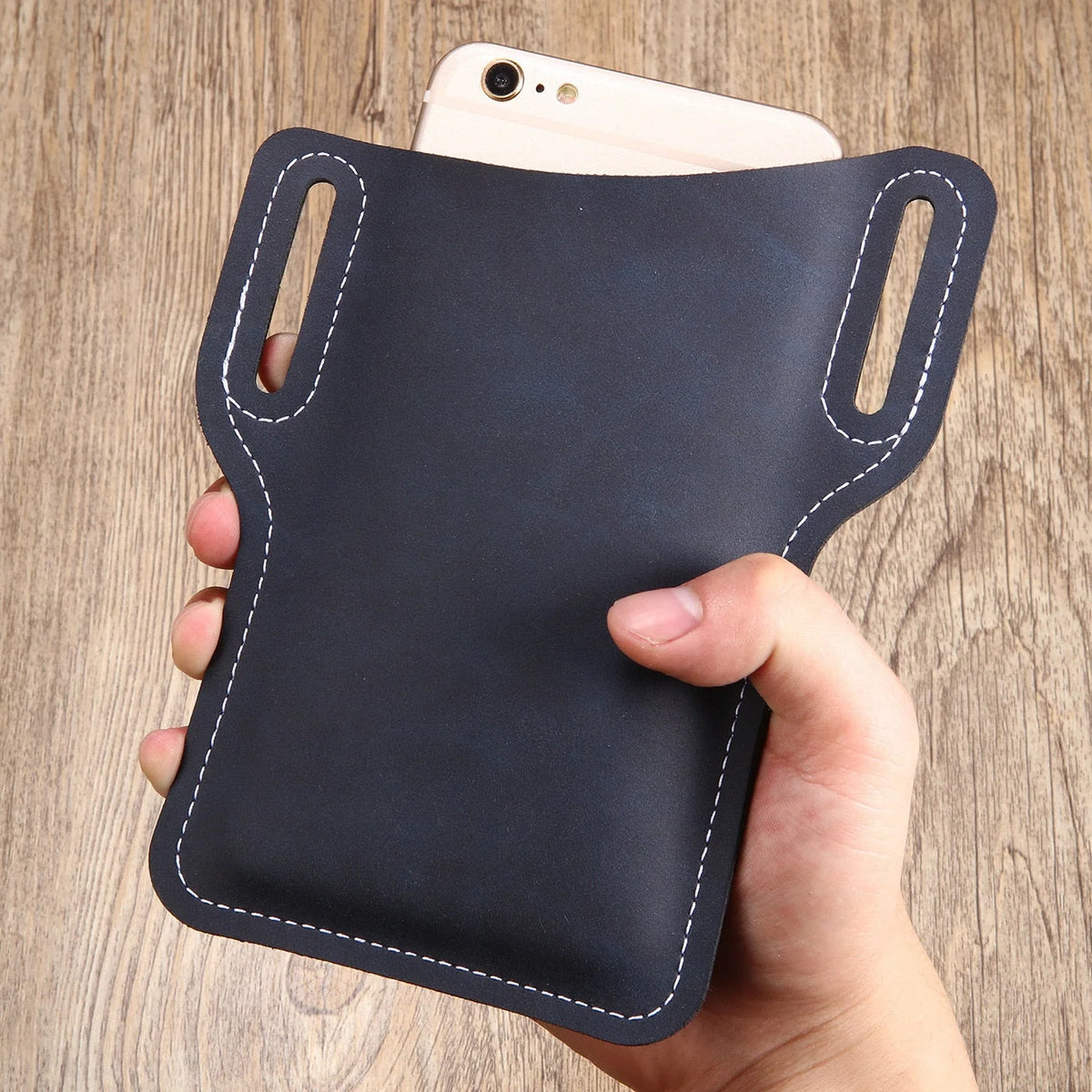 Phone Holder PU Leather Hands-Free Waist-Worn