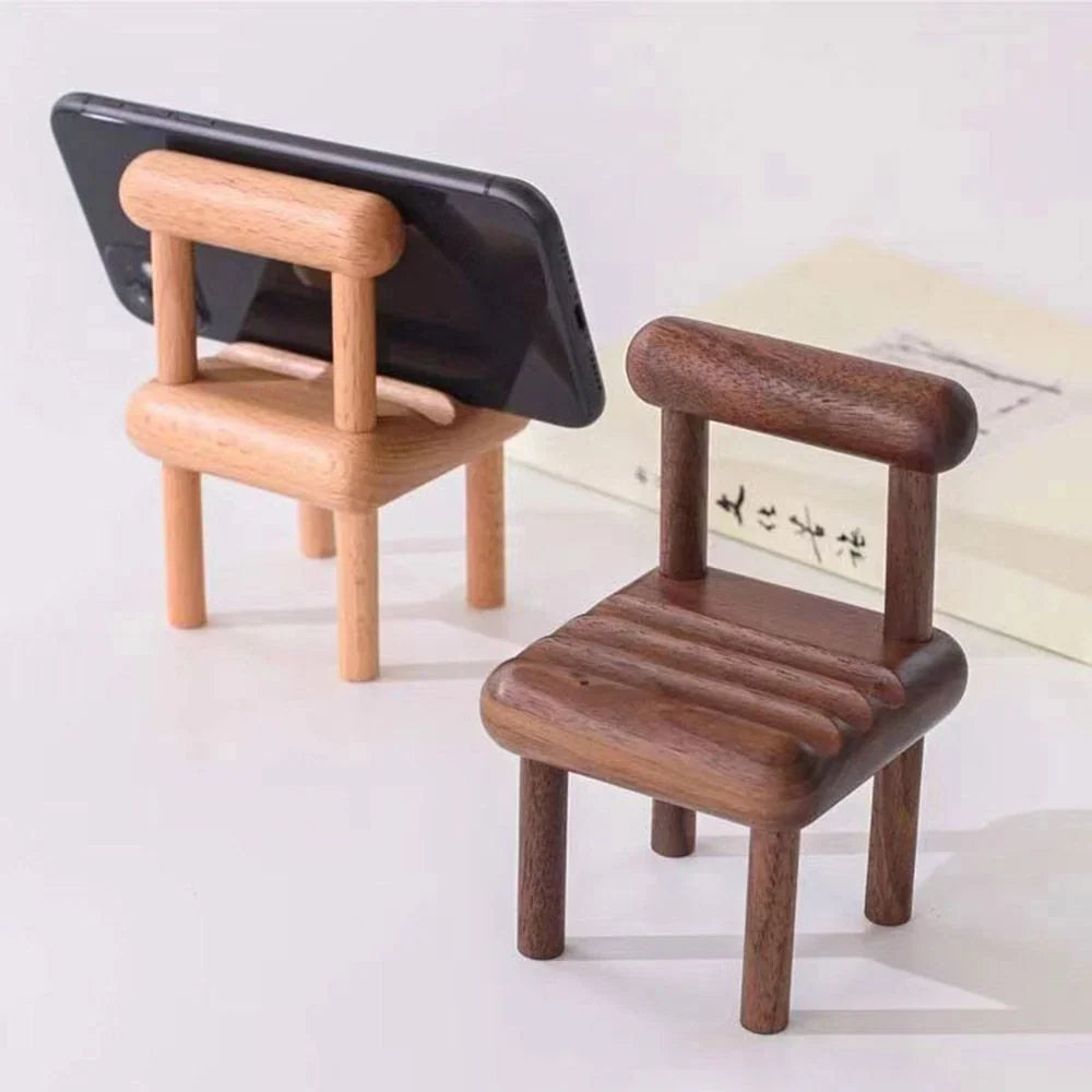 Phone Stand Natural Wood Compact Design