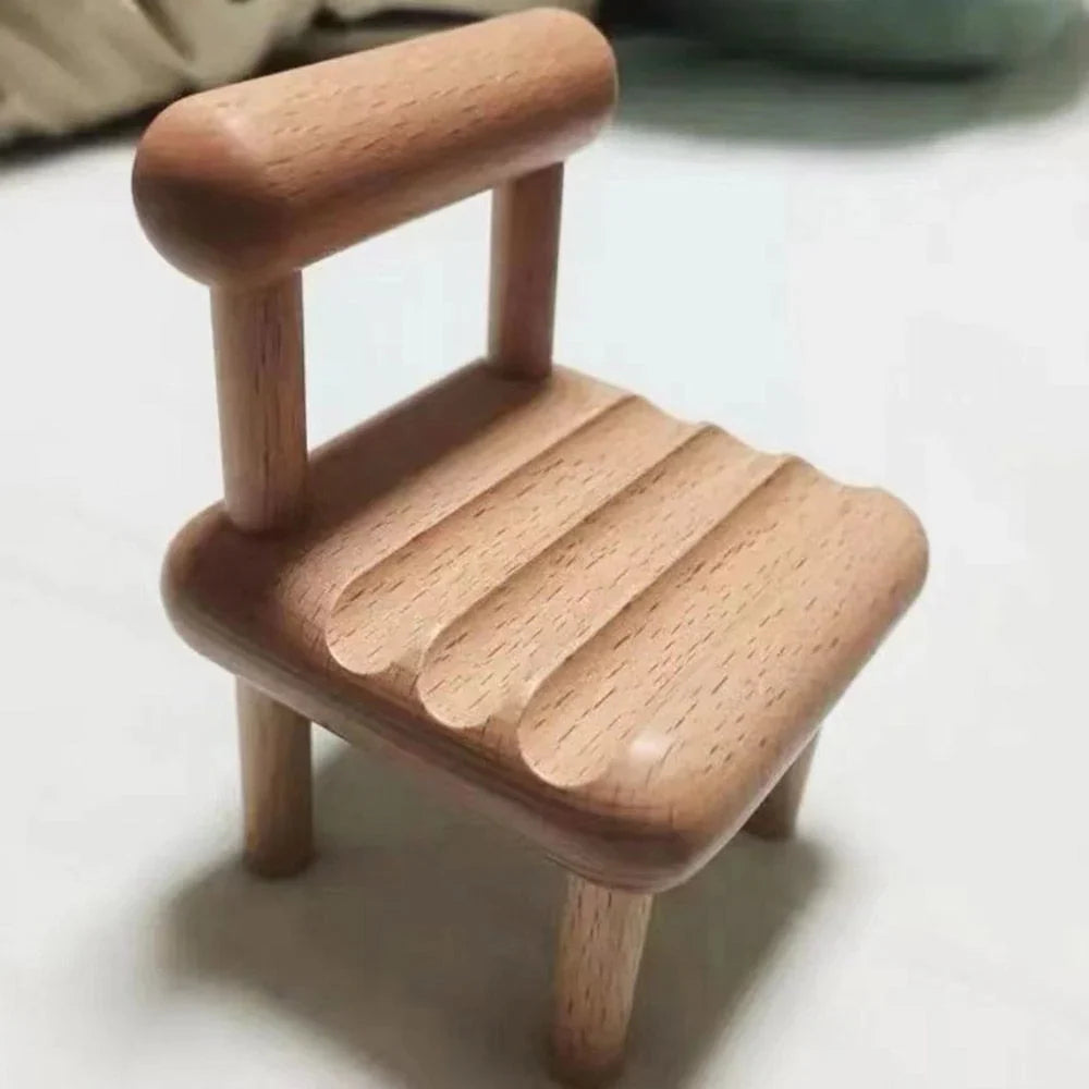 Phone Stand Natural Wood Compact Design