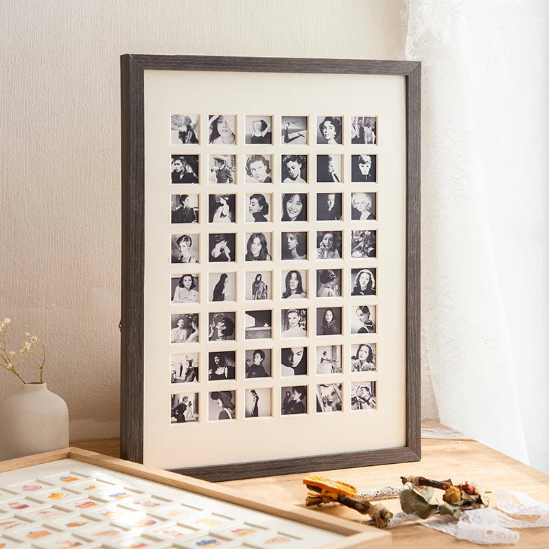 Photo Collage Frame Multi-Compartment Wall-Mounted Wood Finish