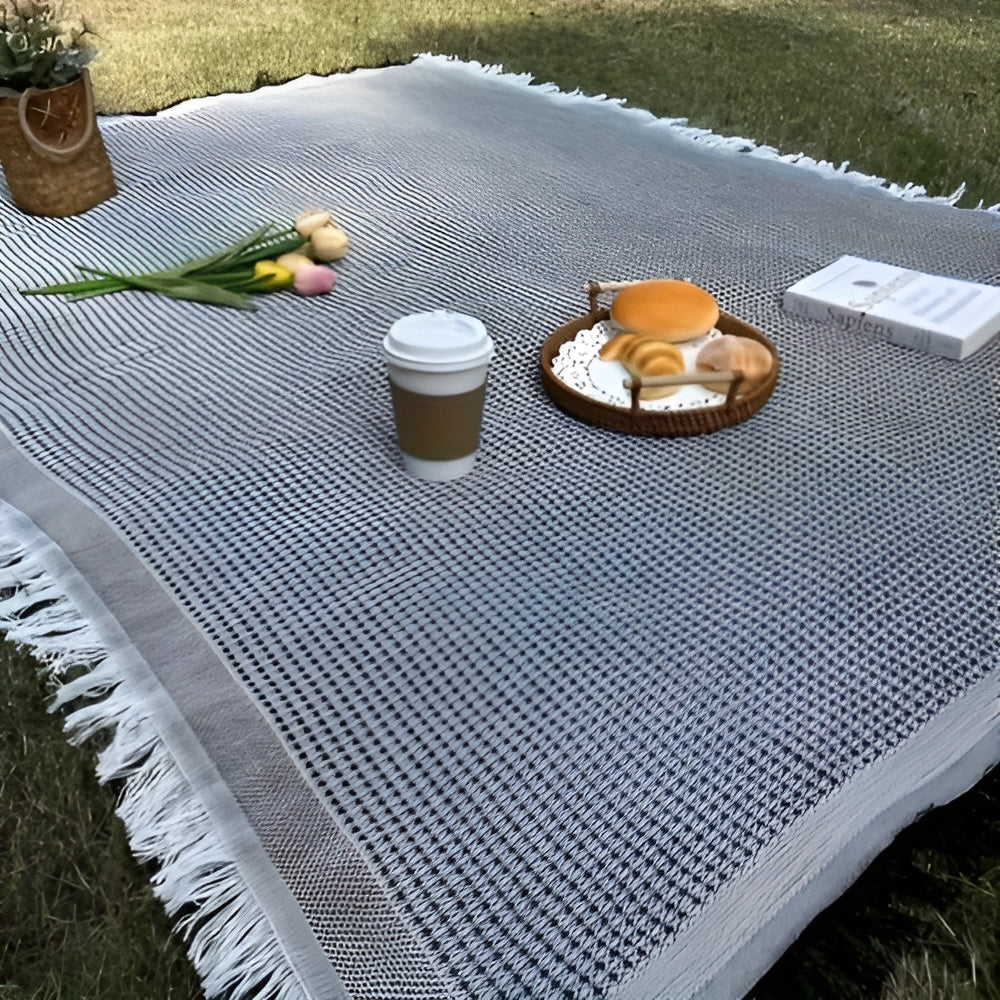 Picnic Blanket Fringed Boho Waterproof Backing