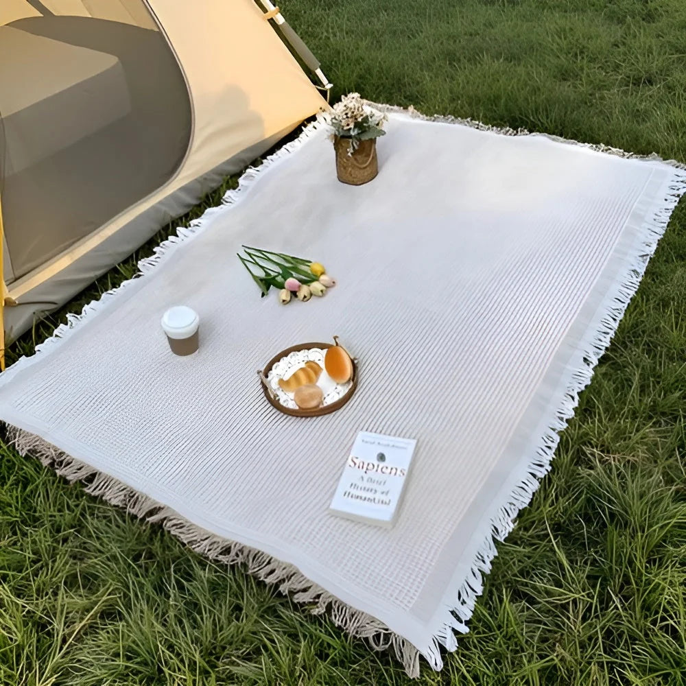 Picnic Blanket Fringed Boho Waterproof Backing