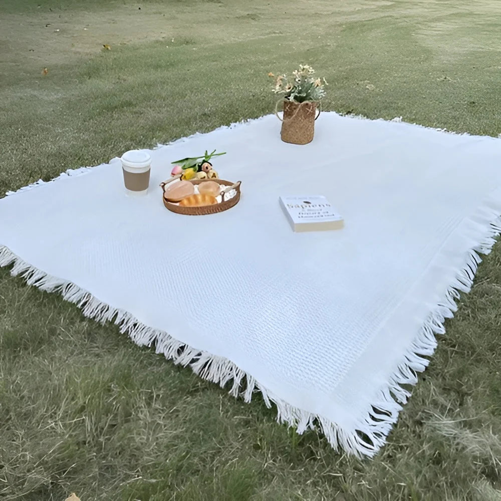 Picnic Blanket Fringed Boho Waterproof Backing