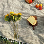 Picnic Blanket Machine-Washable Polyester Boho Pattern With Fringes