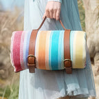 Picnic Blanket Water-Repellent Backing Foldable With Handle