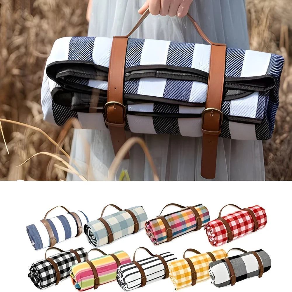 Picnic Blanket Water-Repellent Backing Foldable With Handle