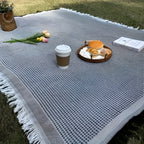 Picnic Blanket Waterproof Fringed Boho 71 x 71 In