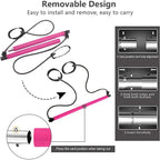 Pilates Bar Set Integrated Resistance Bands & Foot Straps