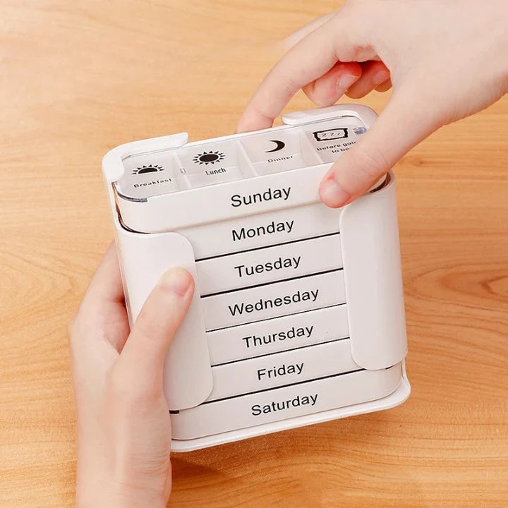 Pill Organizer 7-Day Color-Coded Secure Closure