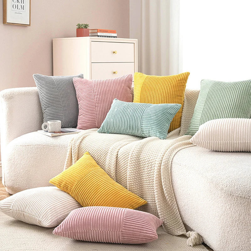 Pillow Cover Mixed-Rib Corduroy Concealed Zipper