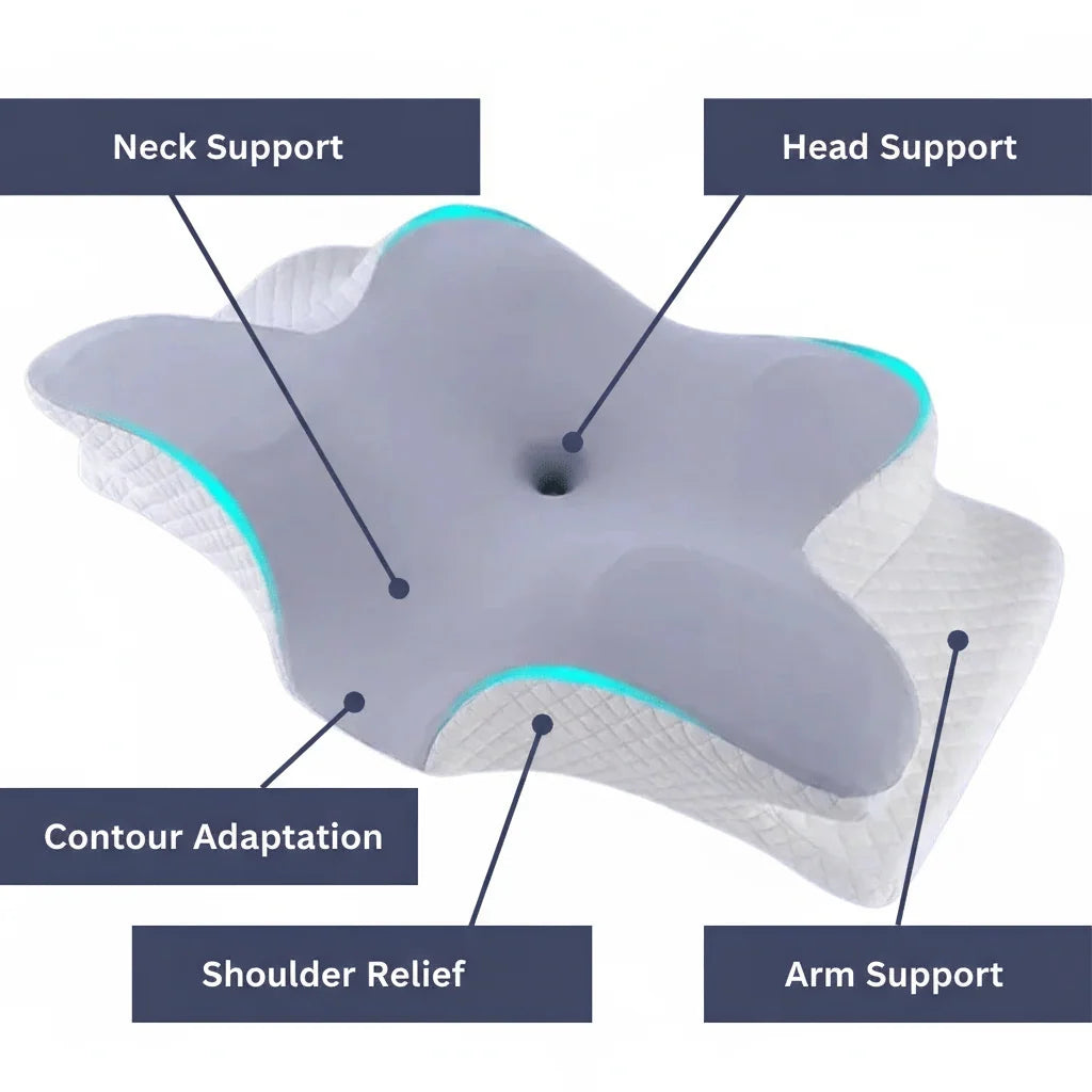 Pillow Ergonomic Contour Memory Foam Washable Cover