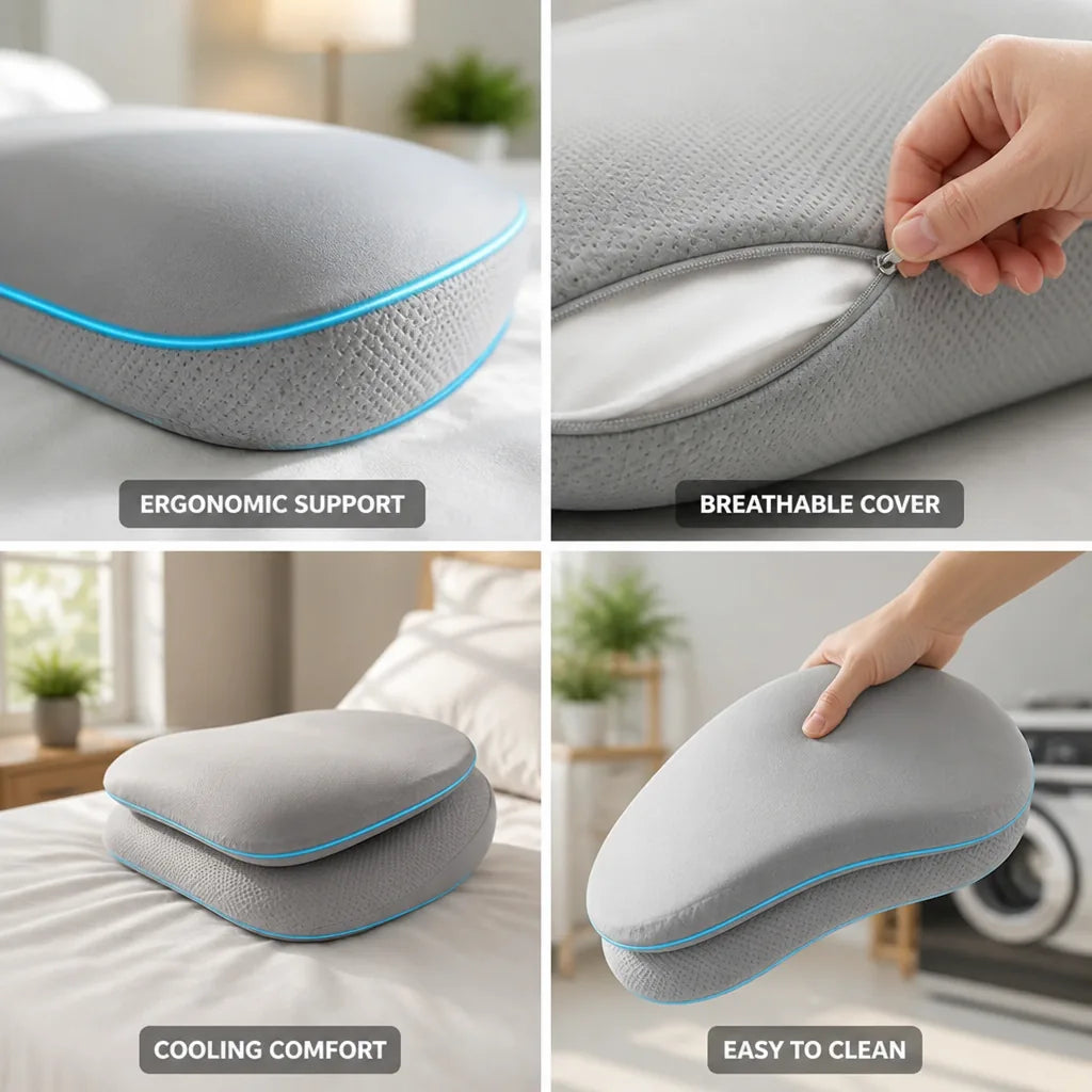 Pillow Ergonomic Contour Neck Support Memory Foam