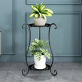 Plant Stand Two-Tier Curved Iron Tool-Free Assembly