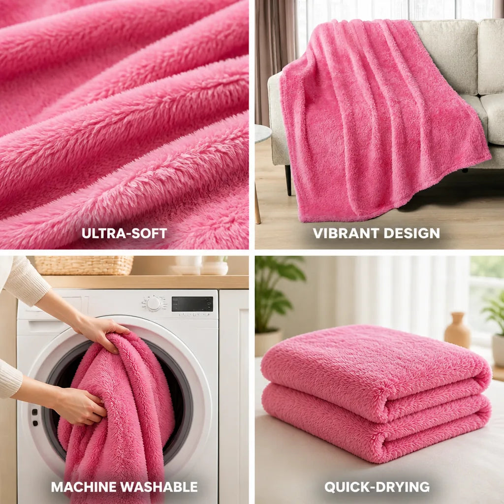 Plush Throw Blanket Ultra-Soft Microfiber Oversized 65x90