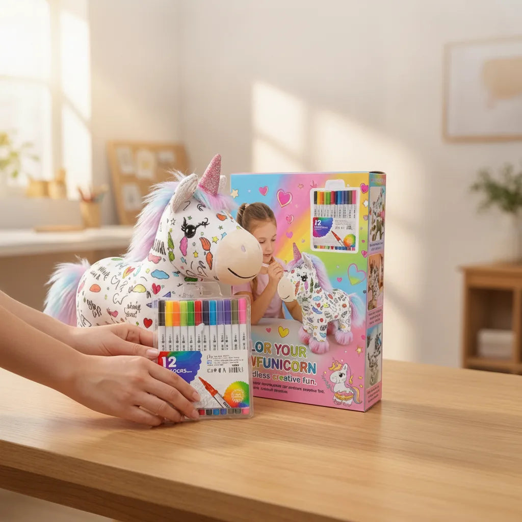Plush Toy Paintable & Washable With 12 Non-Toxic Markers