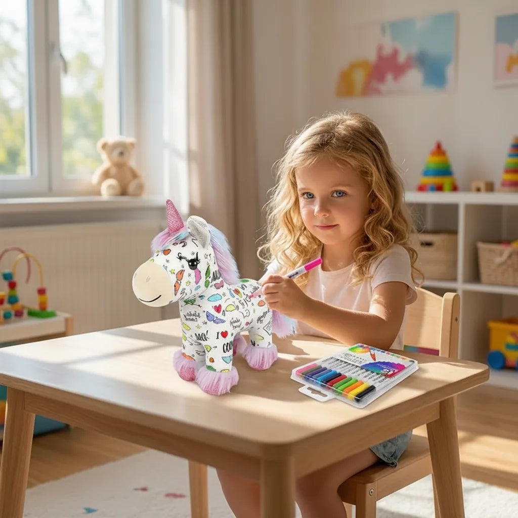 Plush Toy Paintable & Washable With 12 Non-Toxic Markers